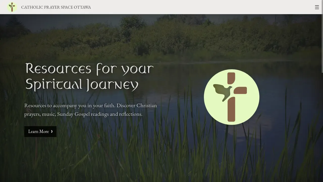 Landing page of Catholic Prayer Space Ottawa
